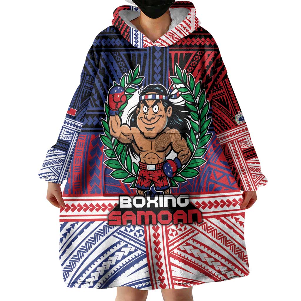 Personalised Samoa Boxing Wearable Blanket Hoodie Samoan Boxer Funny Style - Polynesian Pride
