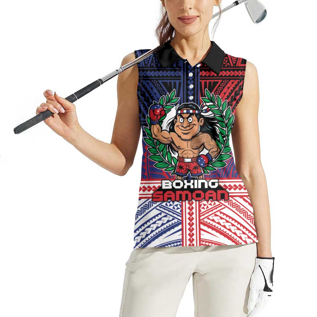 Personalised Samoa Boxing Women Sleeveless Polo Shirt Samoan Boxer Funny Style - Polynesian Pride