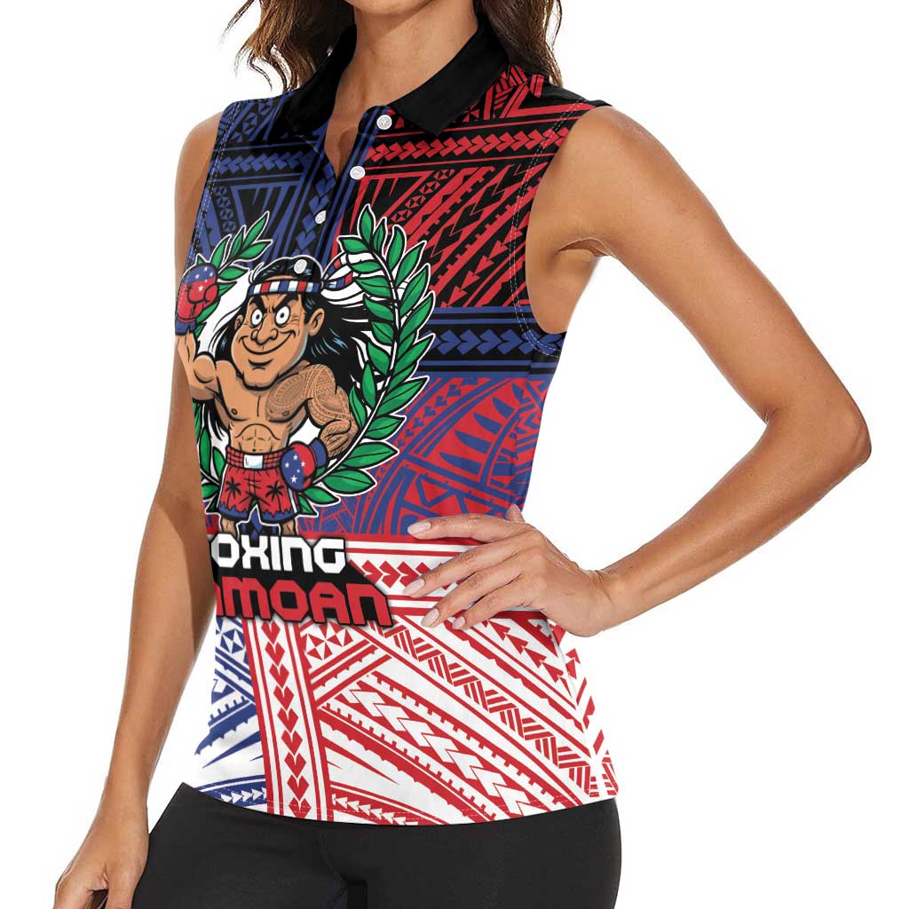 Personalised Samoa Boxing Women Sleeveless Polo Shirt Samoan Boxer Funny Style - Polynesian Pride