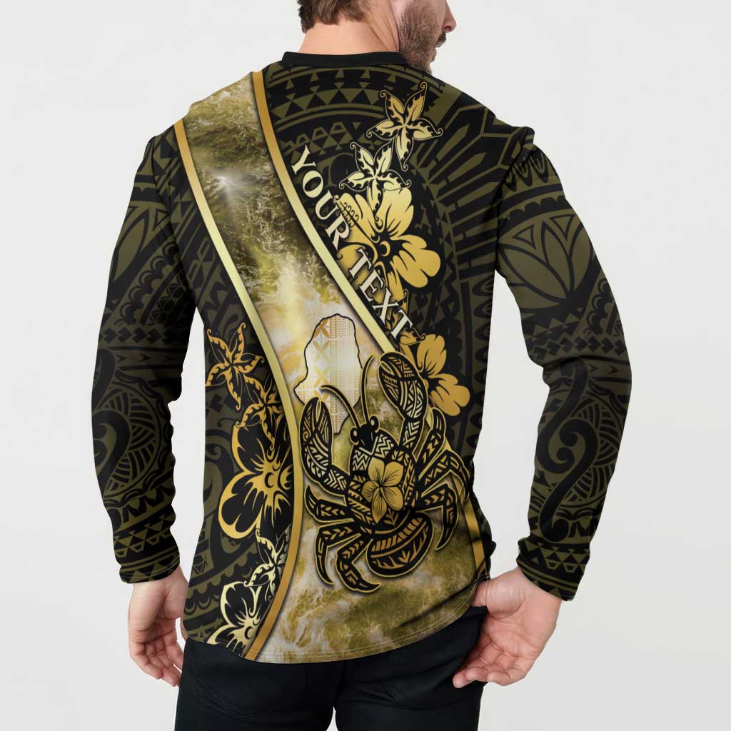 Personalised Niue Button Sweatshirt Niuean Crab Waves Style