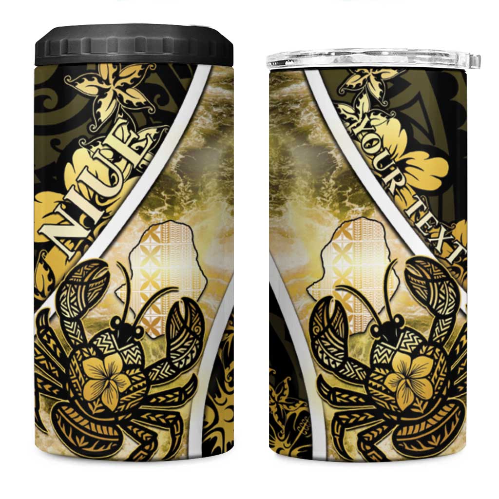 Personalised Niue 4 in 1 Can Cooler Tumbler Niuean Crab Waves Style