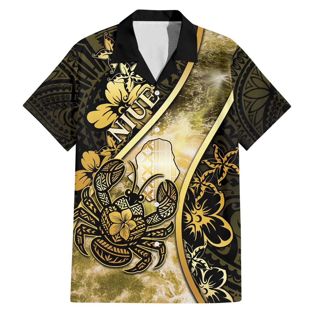 Personalised Niue Family Matching Mermaid Dress and Hawaiian Shirt Niuean Crab Waves Style