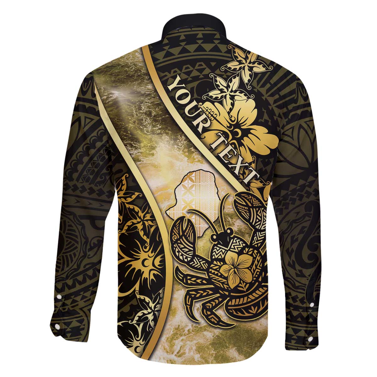 Personalised Niue Family Matching Off The Shoulder Long Sleeve Dress and Hawaiian Shirt Niuean Crab Waves Style