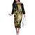 Personalised Niue Family Matching Off The Shoulder Long Sleeve Dress and Hawaiian Shirt Niuean Crab Waves Style