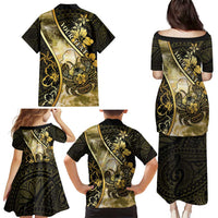 Personalised Niue Family Matching Puletasi and Hawaiian Shirt Niuean Crab Waves Style