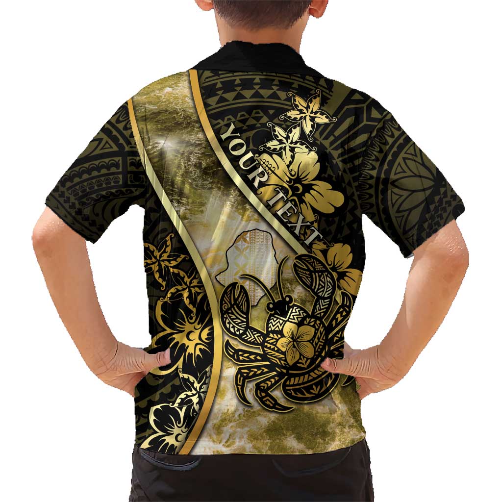 Personalised Niue Family Matching Short Sleeve Bodycon Dress and Hawaiian Shirt Niuean Crab Waves Style