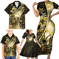 Personalised Niue Family Matching Short Sleeve Bodycon Dress and Hawaiian Shirt Niuean Crab Waves Style