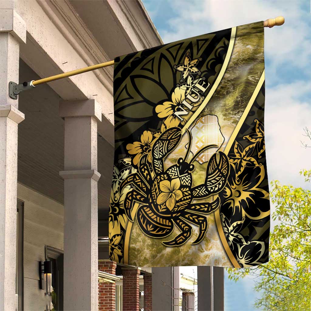 Niue Garden Flag Niuean Crab Waves Style