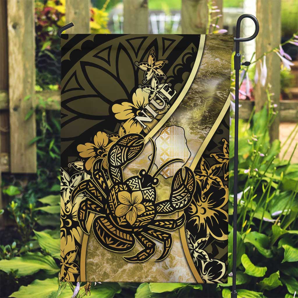 Niue Garden Flag Niuean Crab Waves Style