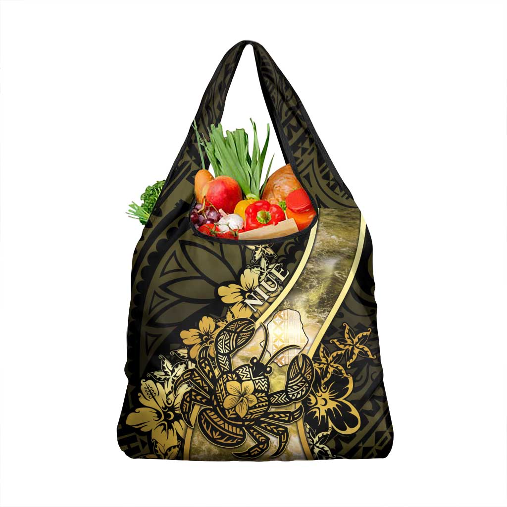 Niue Grocery Bag Niuean Crab Waves Style