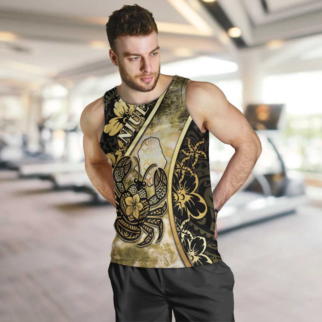 Personalised Niue Men Tank Top Niuean Crab Waves Style