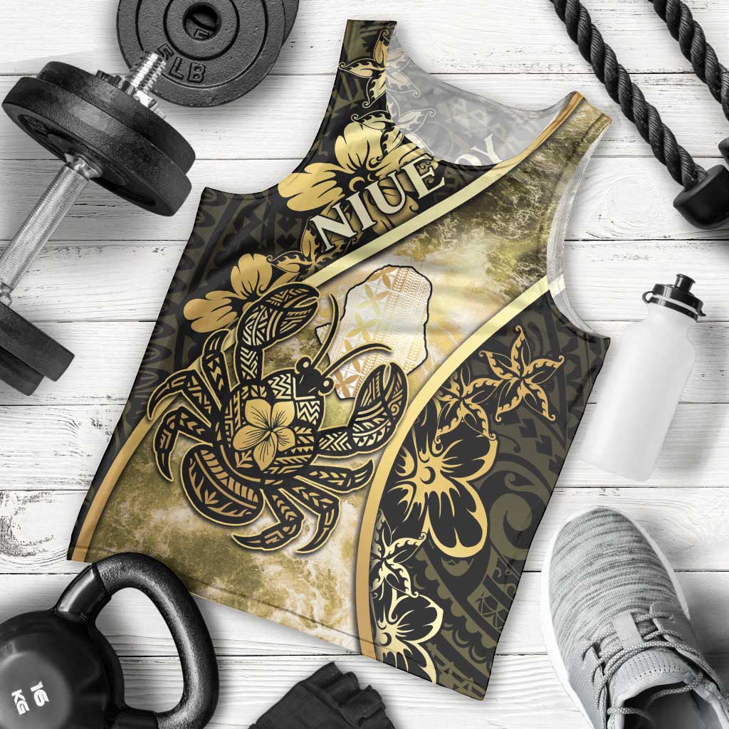 Personalised Niue Men Tank Top Niuean Crab Waves Style