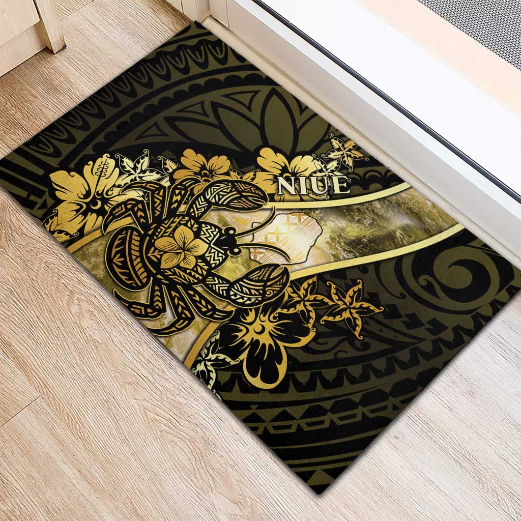 Niue Rubber Doormat Niuean Crab Waves Style