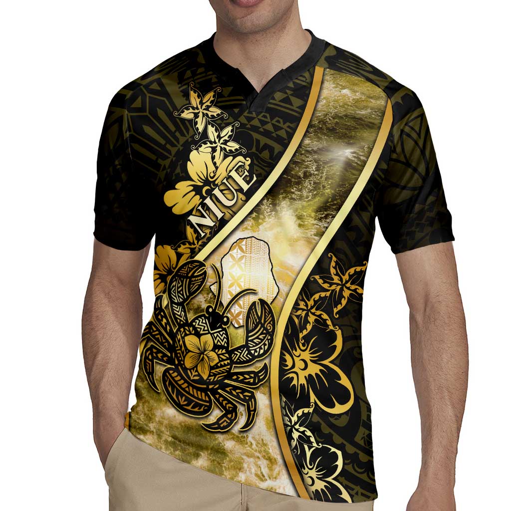 Personalised Niue Rugby Jersey Niuean Crab Waves Style