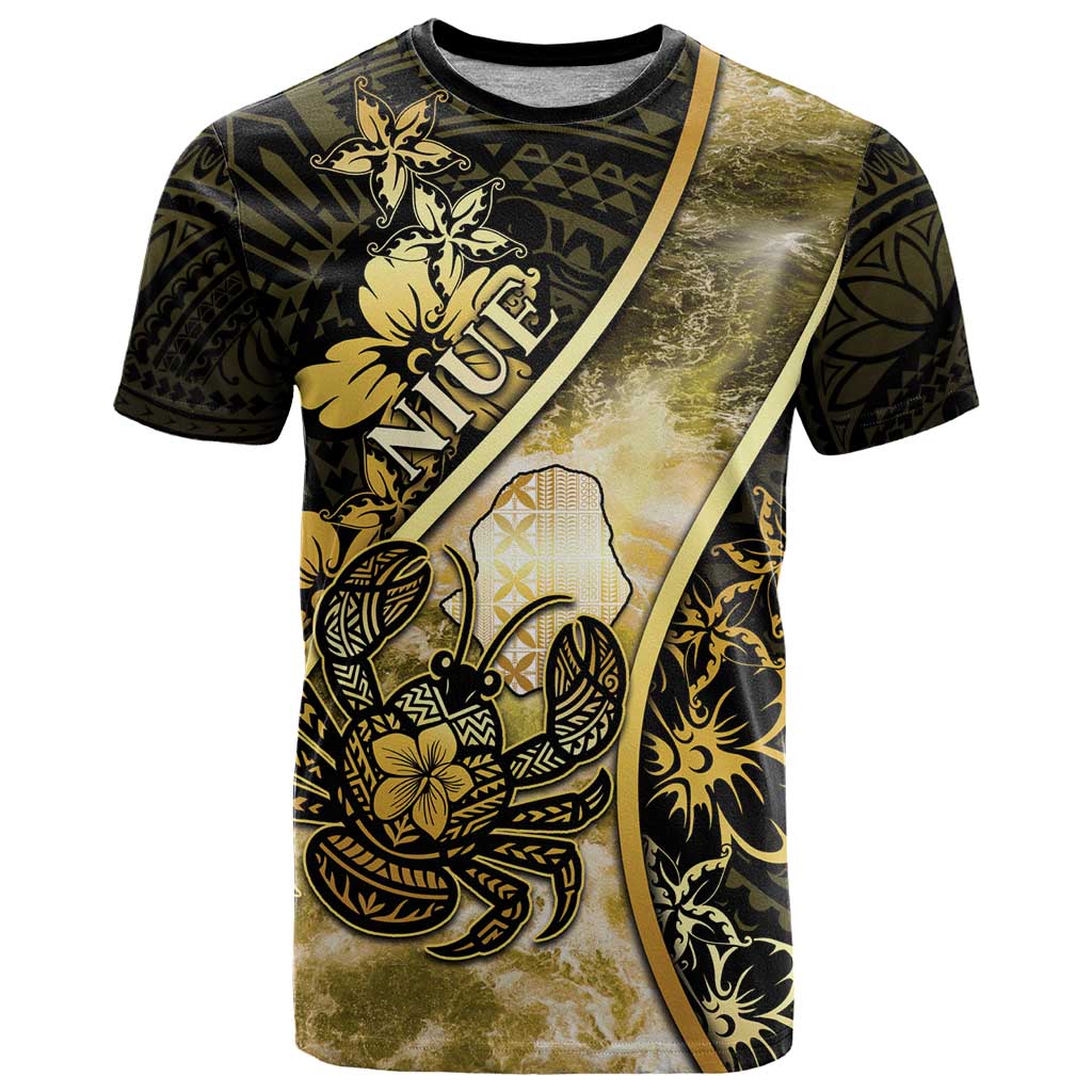 Personalised Niue T Shirt Niuean Crab Waves Style