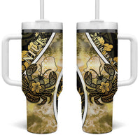 Personalised Niue Tumbler With Handle Niuean Crab Waves Style