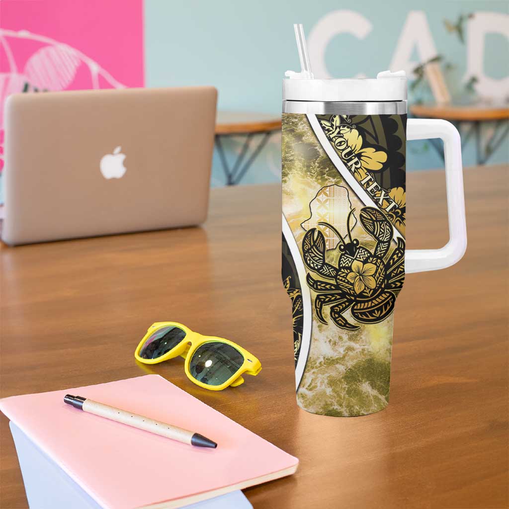 Personalised Niue Tumbler With Handle Niuean Crab Waves Style