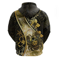 Personalised Niue Zip Hoodie Niuean Crab Waves Style