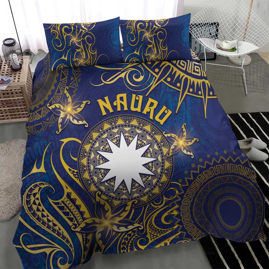 Nauru Bedding Set Hibiscus Polynesian Tribal Pattern
