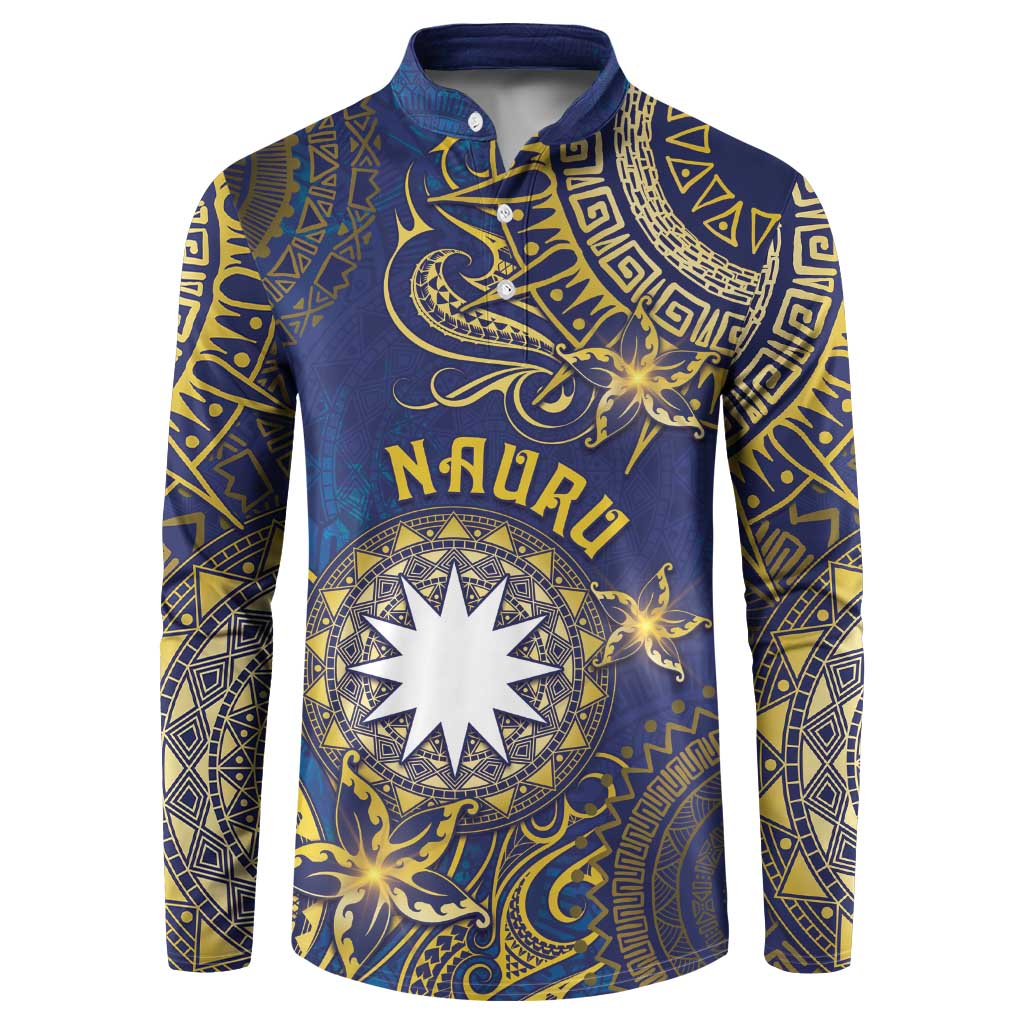 Personalised Nauru Button Sweatshirt Hibiscus Polynesian Tribal Pattern