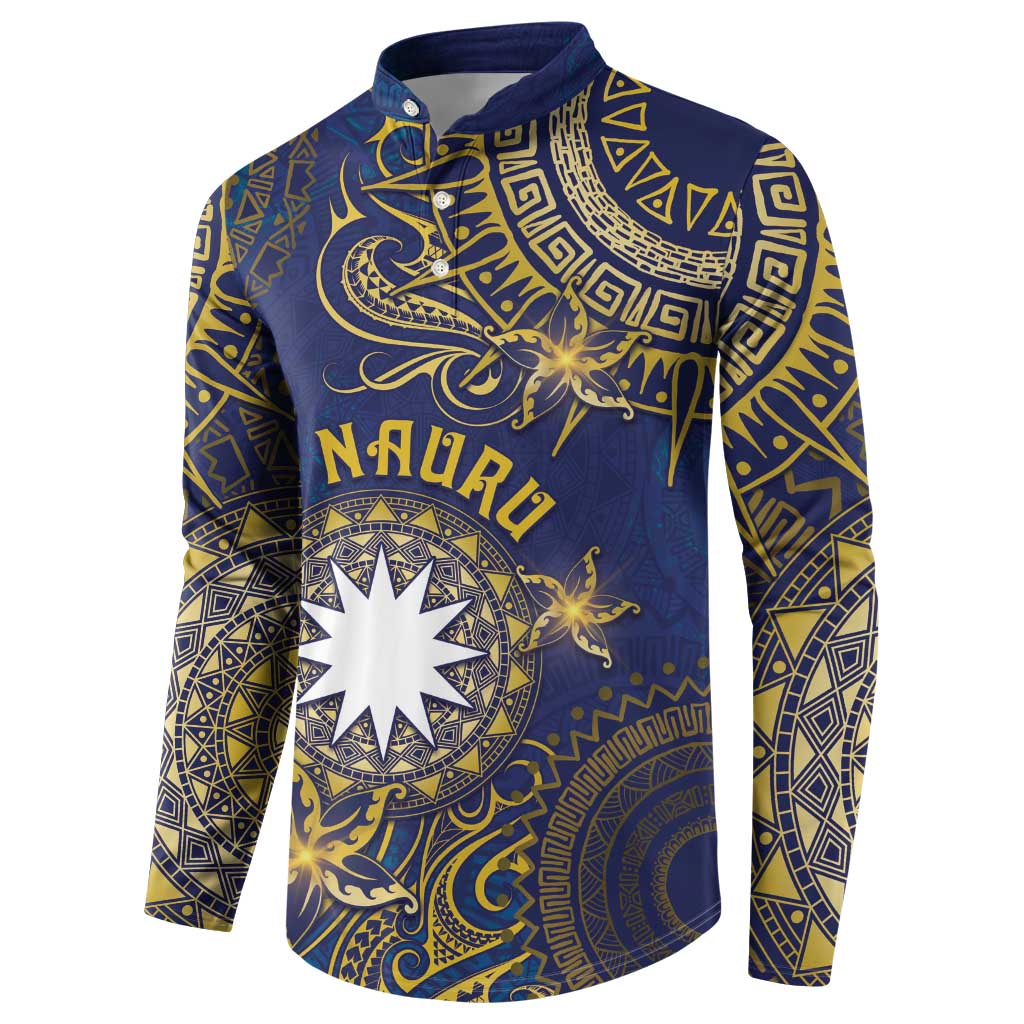 Personalised Nauru Button Sweatshirt Hibiscus Polynesian Tribal Pattern