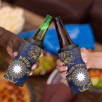 Personalised Nauru 4 in 1 Can Cooler Tumbler Hibiscus Polynesian Tribal Pattern