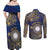Personalised Nauru Couples Matching Off Shoulder Maxi Dress and Long Sleeve Button Shirt Hibiscus Polynesian Tribal Pattern