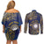 Personalised Nauru Couples Matching Off Shoulder Short Dress and Long Sleeve Button Shirt Hibiscus Polynesian Tribal Pattern