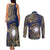 Personalised Nauru Couples Matching Tank Maxi Dress and Long Sleeve Button Shirt Hibiscus Polynesian Tribal Pattern