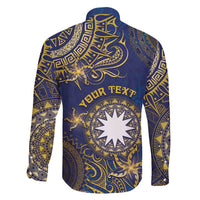 Personalised Nauru Family Matching Long Sleeve Bodycon Dress and Hawaiian Shirt Hibiscus Polynesian Tribal Pattern