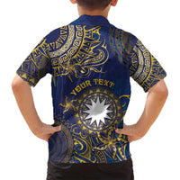 Personalised Nauru Family Matching Off Shoulder Short Dress and Hawaiian Shirt Hibiscus Polynesian Tribal Pattern