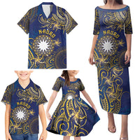 Personalised Nauru Family Matching Puletasi and Hawaiian Shirt Hibiscus Polynesian Tribal Pattern