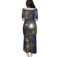 Personalised Nauru Family Matching Puletasi and Hawaiian Shirt Hibiscus Polynesian Tribal Pattern