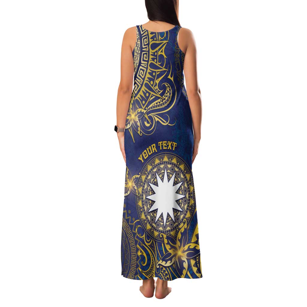 Personalised Nauru Family Matching Tank Maxi Dress and Hawaiian Shirt Hibiscus Polynesian Tribal Pattern
