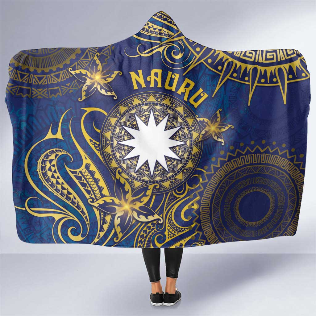 Nauru Hooded Blanket Hibiscus Polynesian Tribal Pattern