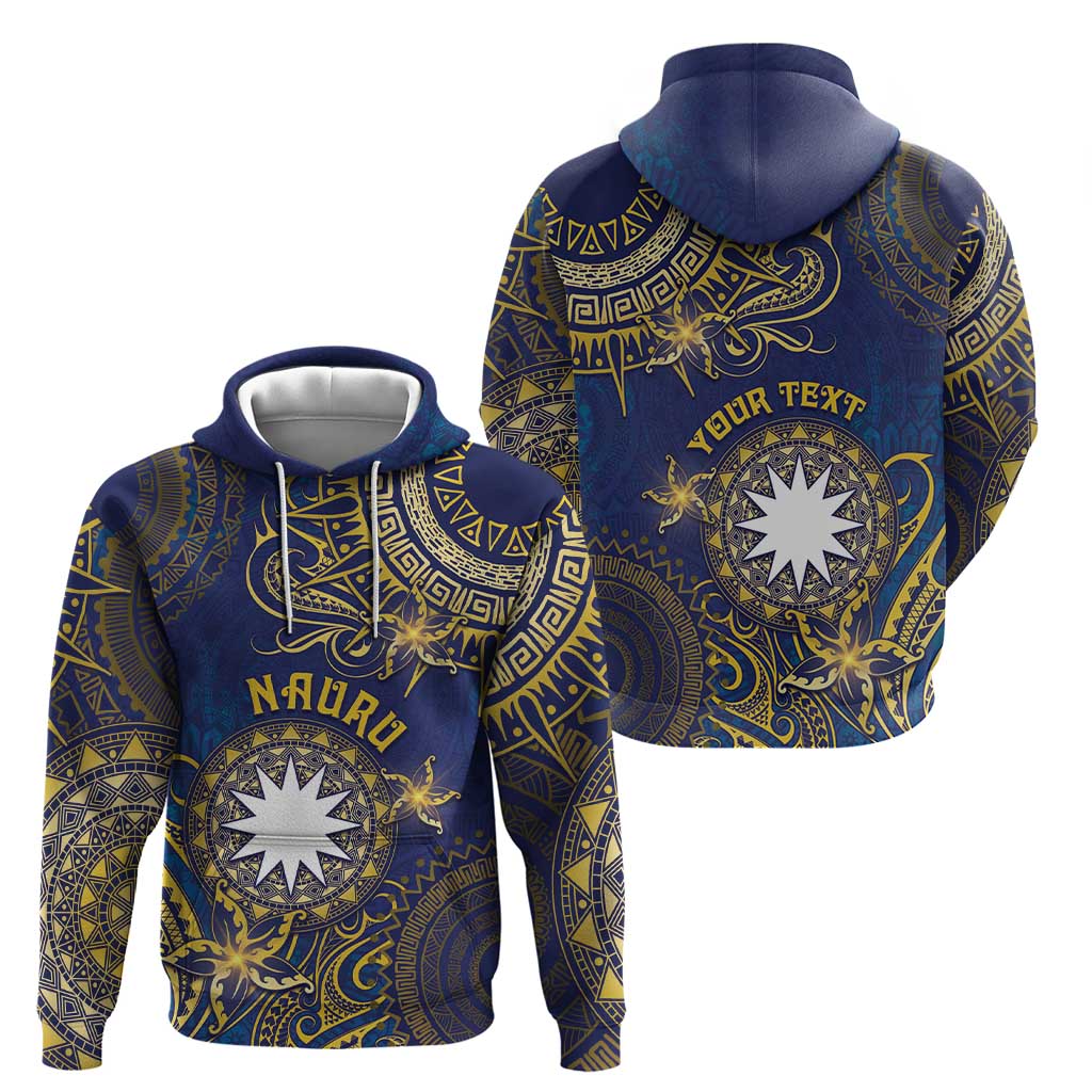 Personalised Nauru Hoodie Hibiscus Polynesian Tribal Pattern
