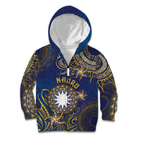 Personalised Nauru Kid Hoodie Hibiscus Polynesian Tribal Pattern