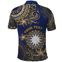 Personalised Nauru Polo Shirt Hibiscus Polynesian Tribal Pattern