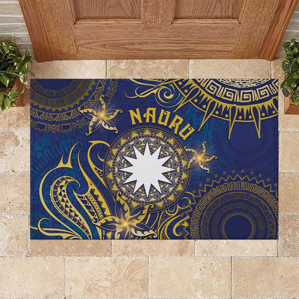 Nauru Rubber Doormat Hibiscus Polynesian Tribal Pattern