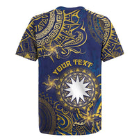 Personalised Nauru Rugby Jersey Hibiscus Polynesian Tribal Pattern