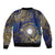 Personalised Nauru Sleeve Zip Bomber Jacket Hibiscus Polynesian Tribal Pattern
