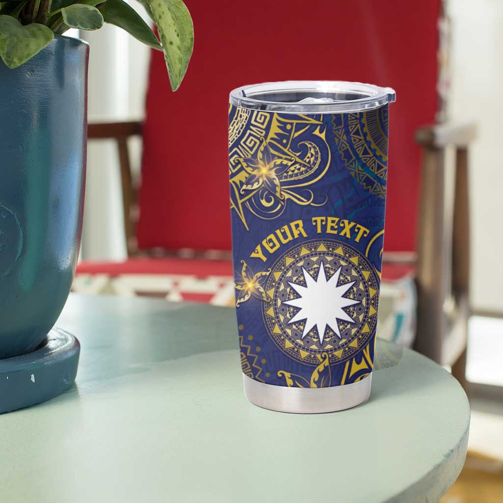 Personalised Nauru Tumbler Cup Hibiscus Polynesian Tribal Pattern