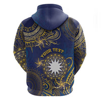 Personalised Nauru Zip Hoodie Hibiscus Polynesian Tribal Pattern
