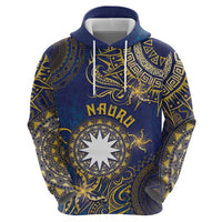 Personalised Nauru Zip Hoodie Hibiscus Polynesian Tribal Pattern