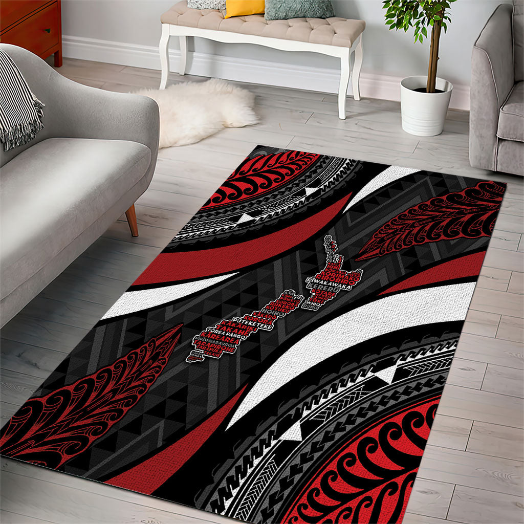 Aotearoa New Zealand Native Birds Map Area Rug Silver Fern Tribal Pattern