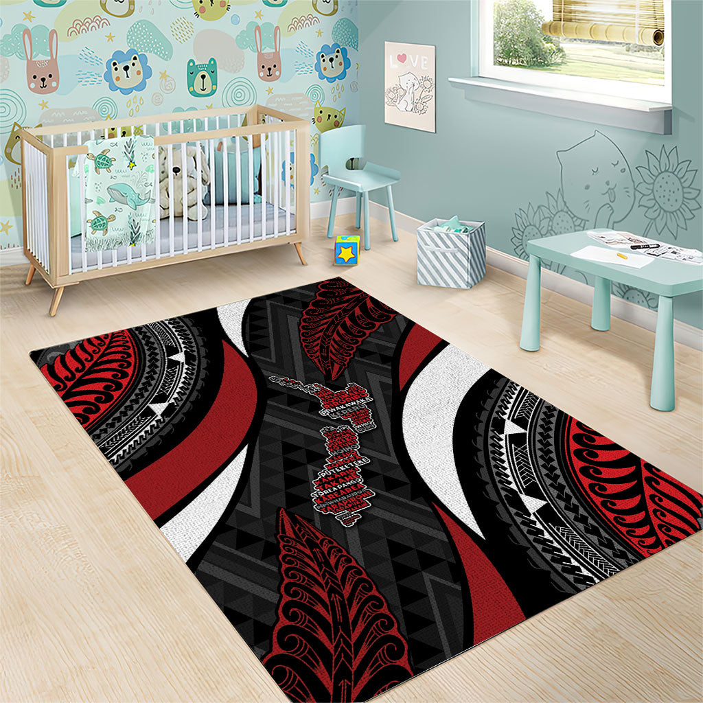 Aotearoa New Zealand Native Birds Map Area Rug Silver Fern Tribal Pattern