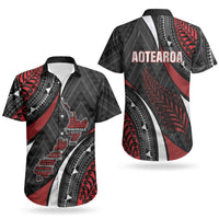 Aotearoa New Zealand Native Birds Map Couples Matching Short Sleeve Bodycon Dress and Hawaiian Shirt Silver Fern Tribal Pattern