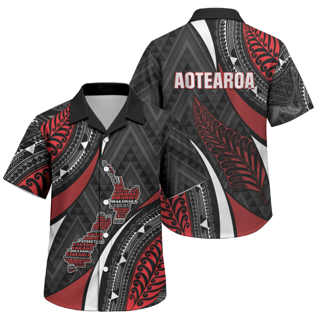 Aotearoa New Zealand Native Birds Map Family Matching Short Sleeve Bodycon Dress and Hawaiian Shirt Silver Fern Tribal Pattern DT05 Son's Shirt Red - Polynesian Pride