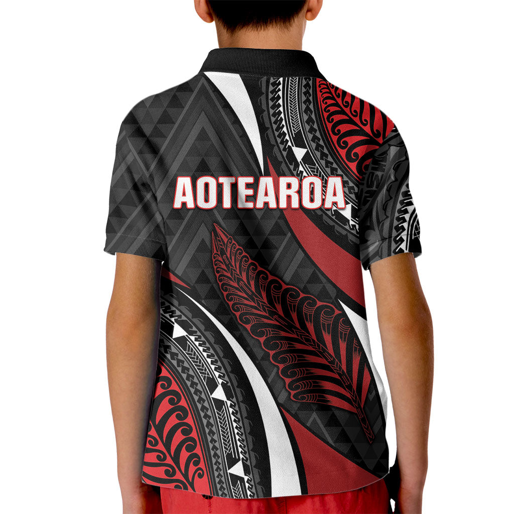 Aotearoa New Zealand Native Birds Map Kid Polo Shirt Silver Fern Tribal Pattern