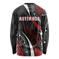 Aotearoa New Zealand Native Birds Map Long Sleeve Shirt Silver Fern Tribal Pattern